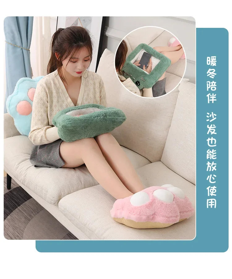 Winter Electric Foot Warmer Mat - USB Charging Cat Paw Shape Heating Pad for Feet, Constant Warming for Home/Office