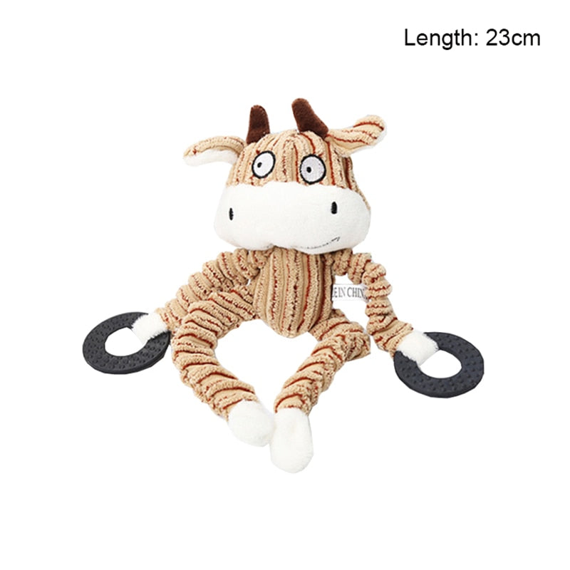 Fun Pet Toy Donkey Shape Corduroy Chew Toy For Dogs Puppy Squeaker Squeaky Plush Bone Molar