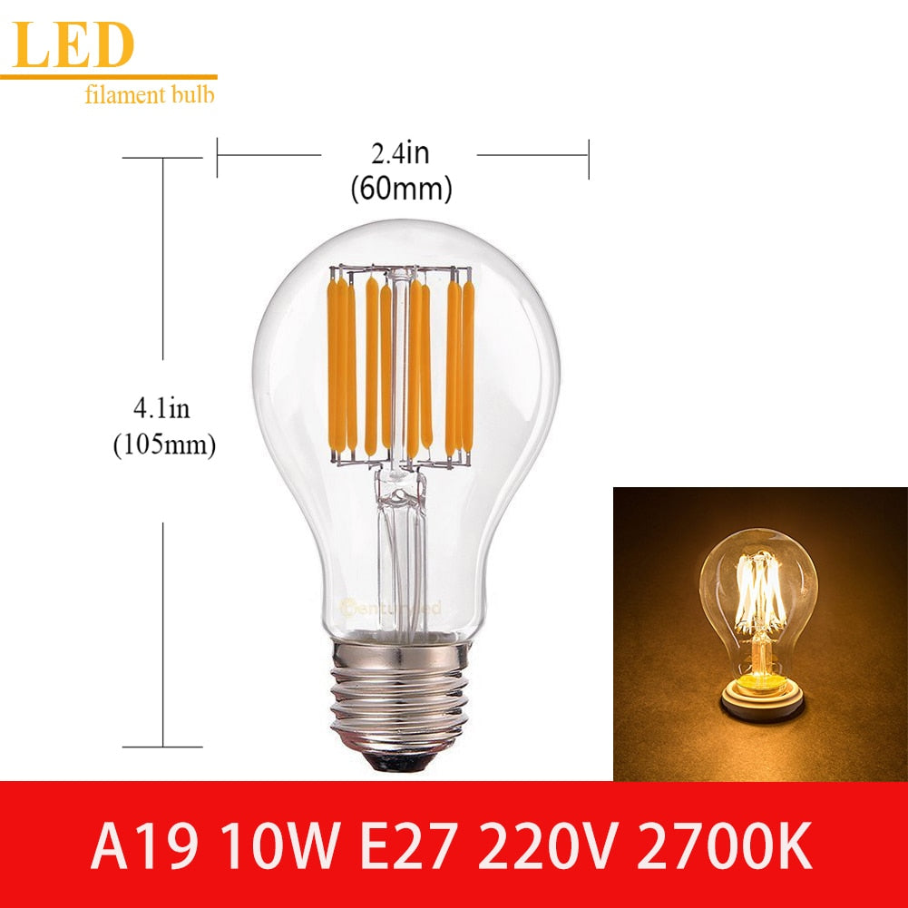 LED Filament Light Bulb Clear Glass Ampoule