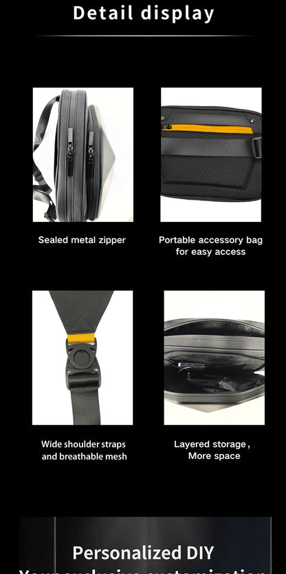 Motorcycle Backpack with LED EYE - DIY Riding Bag with APP Control, Hard Shell, Rainproof, Fits 14-Inch Notebook - Hiccupzz