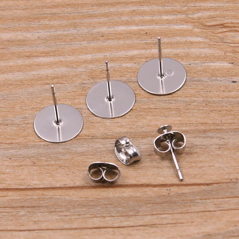 100pcs/lot Steel Stainless Steel Earring Studs for DIY Jewelry Making