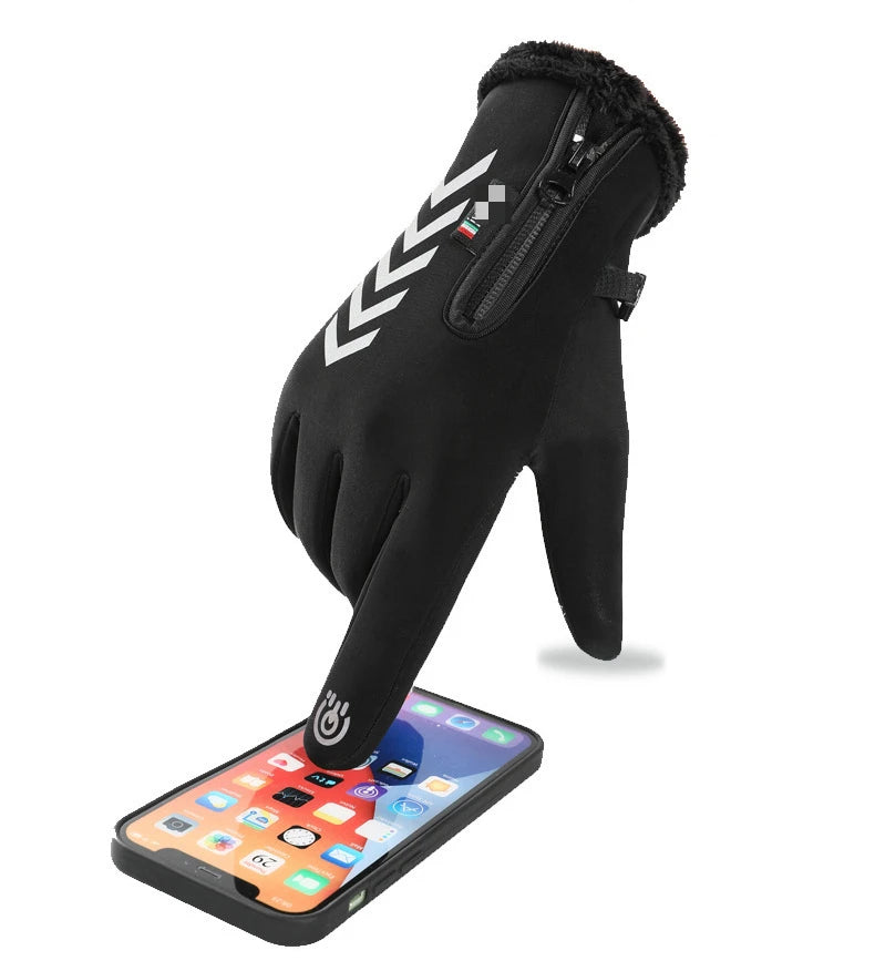 Men's Winter Waterproof Cycling Gloves - Touch Screen, Fleece, Non-slip, Warm Full Finger Gloves