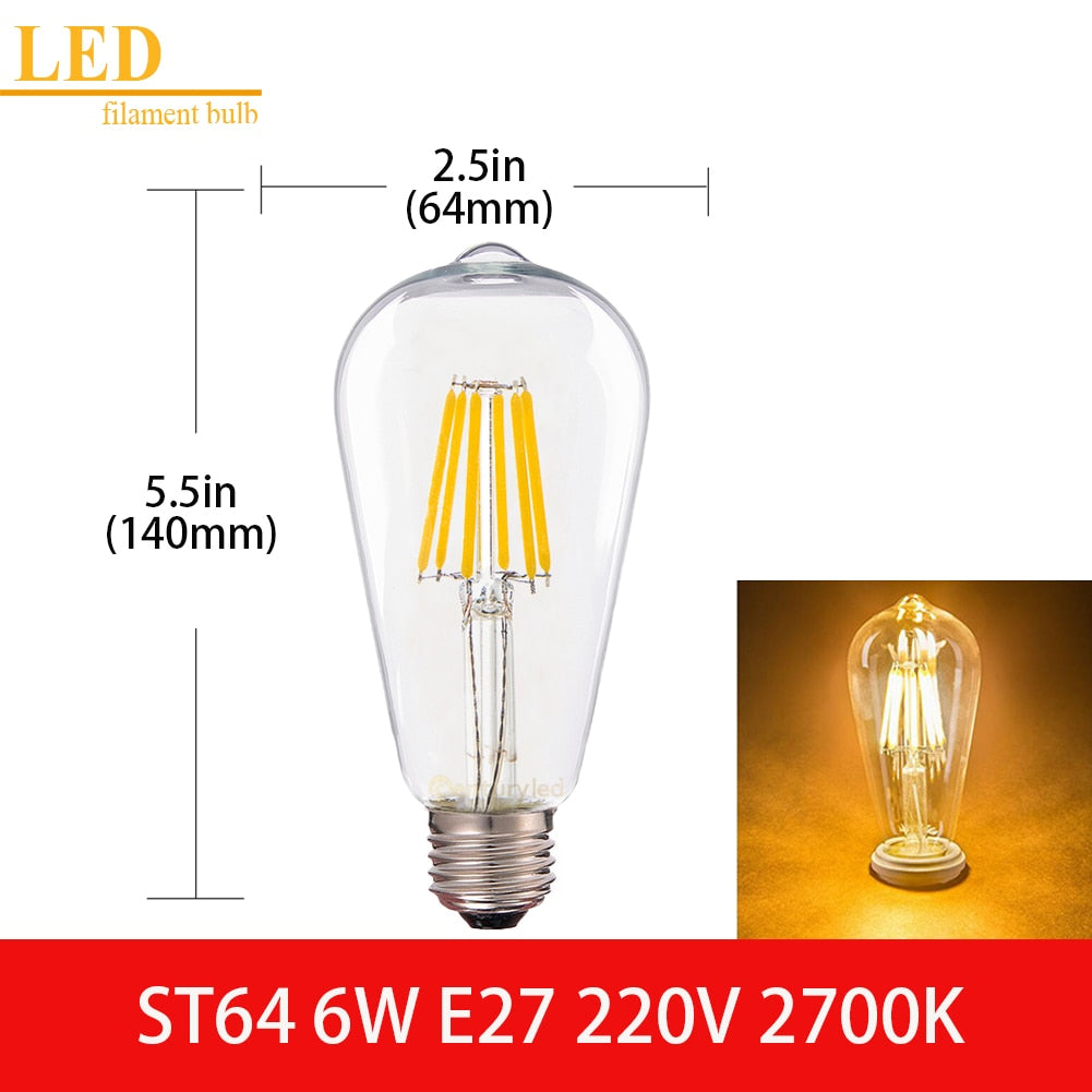 LED Filament Light Bulb Clear Glass Ampoule