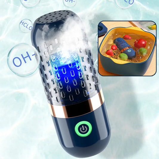 Vegetable Cleaning Machine Capsule Shape Portable Ultrasonic Wireless Fruit Food Purifier