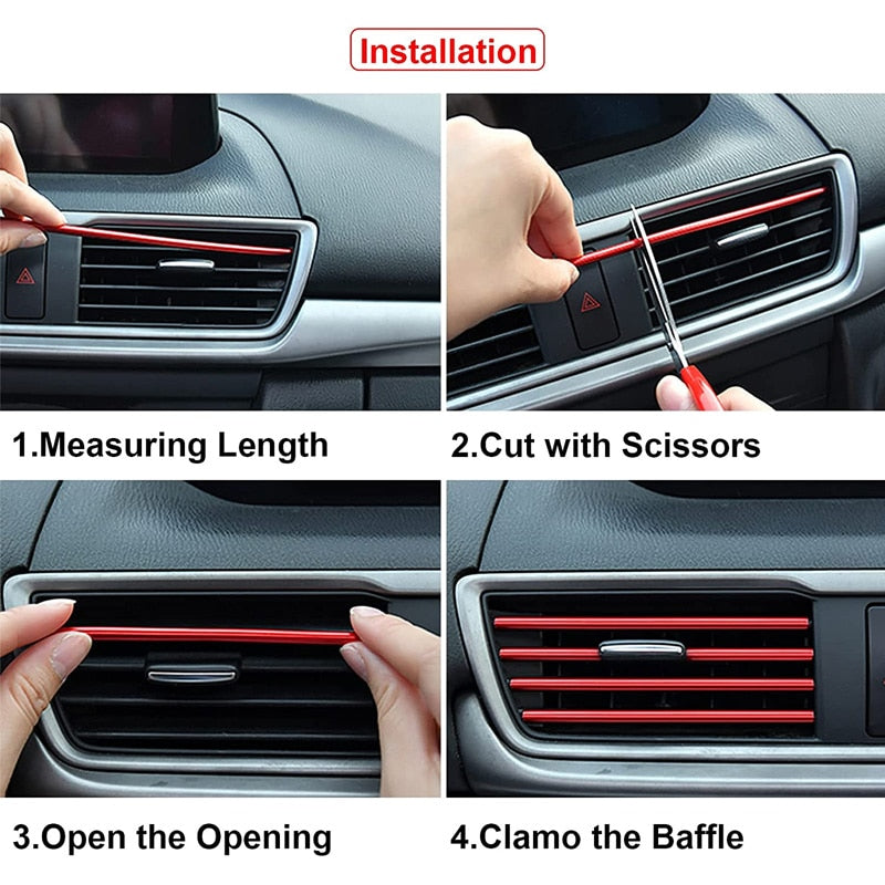 10PCS 20cm Car Air Conditioner Outlet Decorative U Shape Molding