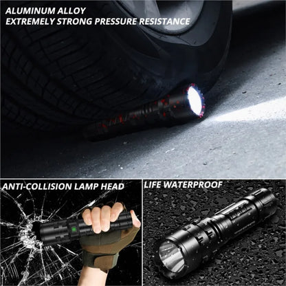 ZK40 50000000LM High Power XHP220 Powerful LED Flashlight Tactical Military Torch  USB Camping Lanterna Waterproof Self Defence - Hiccupzz
