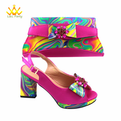 Appliques Specials Italian Design Nigerian Women Shoes Matching Bag Set in Red Color INS Hot Sale Sandals - Hiccupzz