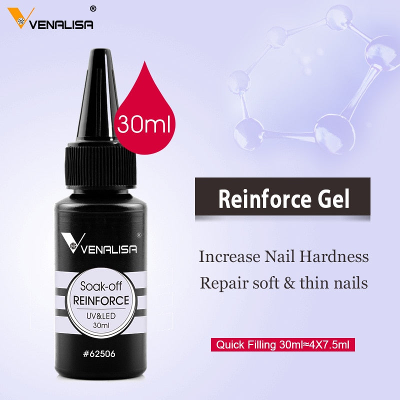 Long Wear Tempered Top Coat Reinforce Gel, Big Volume 225g/30ml Base Gel