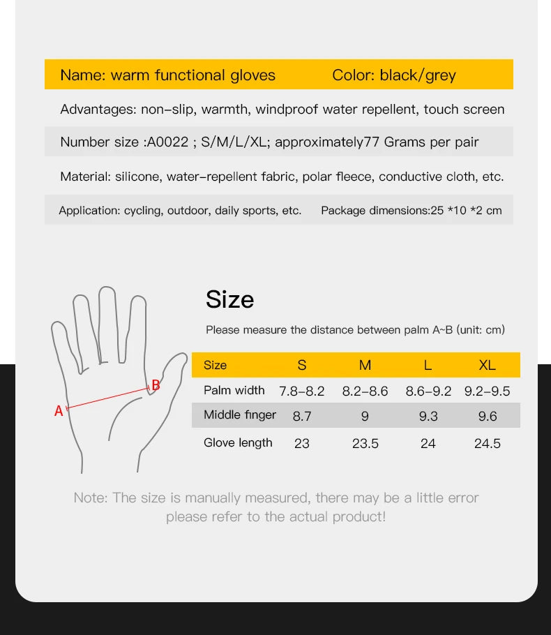 Winter Cycling Gloves - Touch Screen Waterproof Motorcycle Gloves