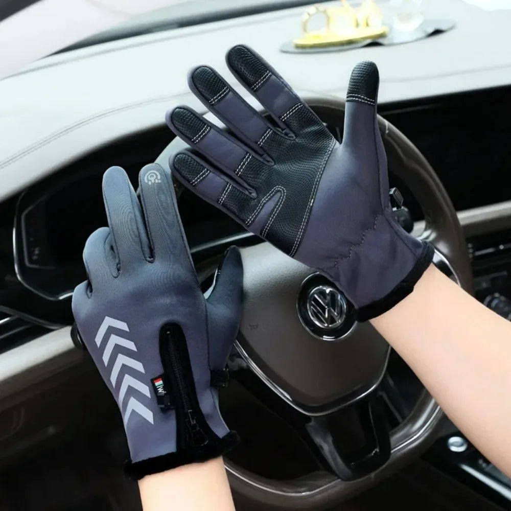 Men's Winter Waterproof Cycling Gloves - Touch Screen, Fleece, Non-slip, Warm Full Finger Gloves