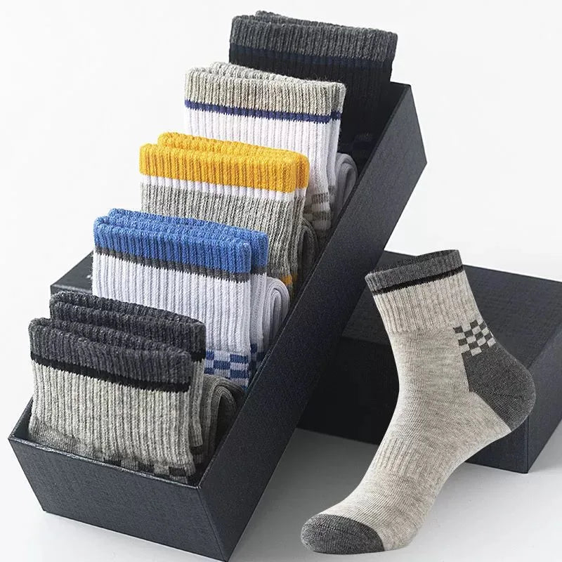 10 Pairs Breathable Cotton Sports Socks - Bamboo Fiber Sweat-Absorbing Deodorant Socks