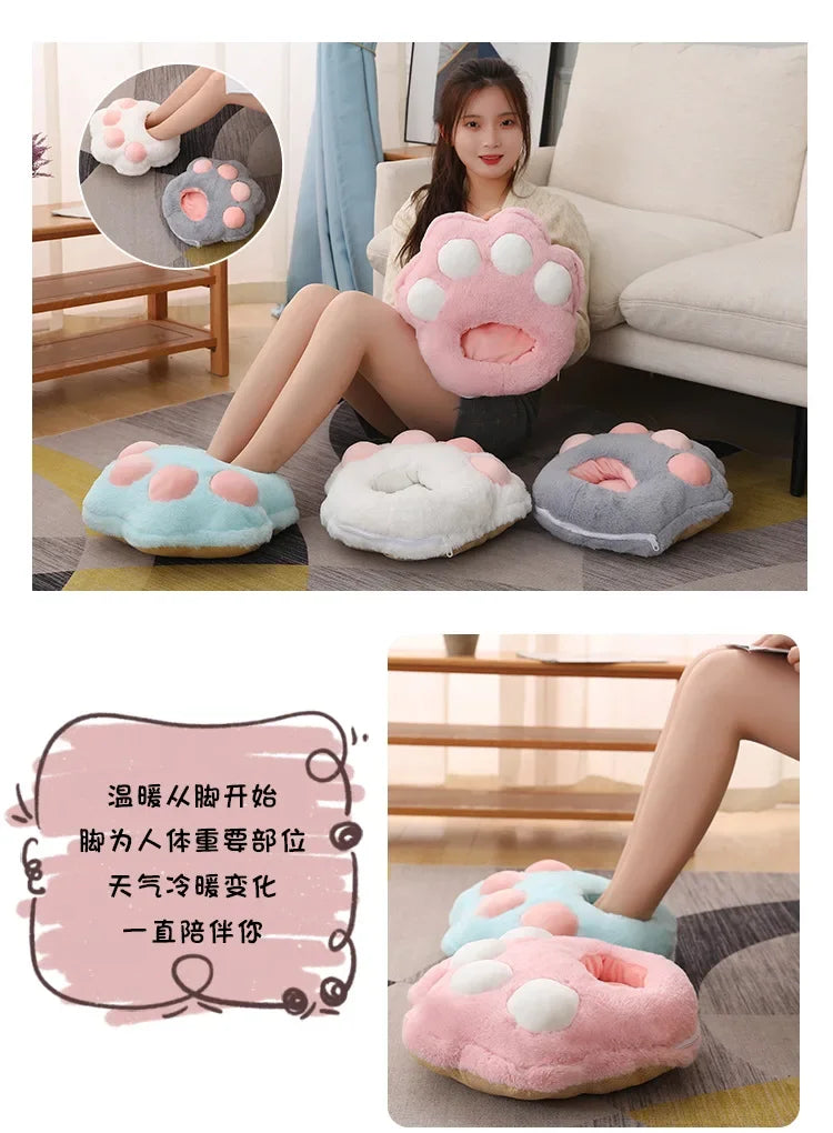 Winter Electric Foot Warmer Mat - USB Charging Cat Paw Shape Heating Pad for Feet, Constant Warming for Home/Office