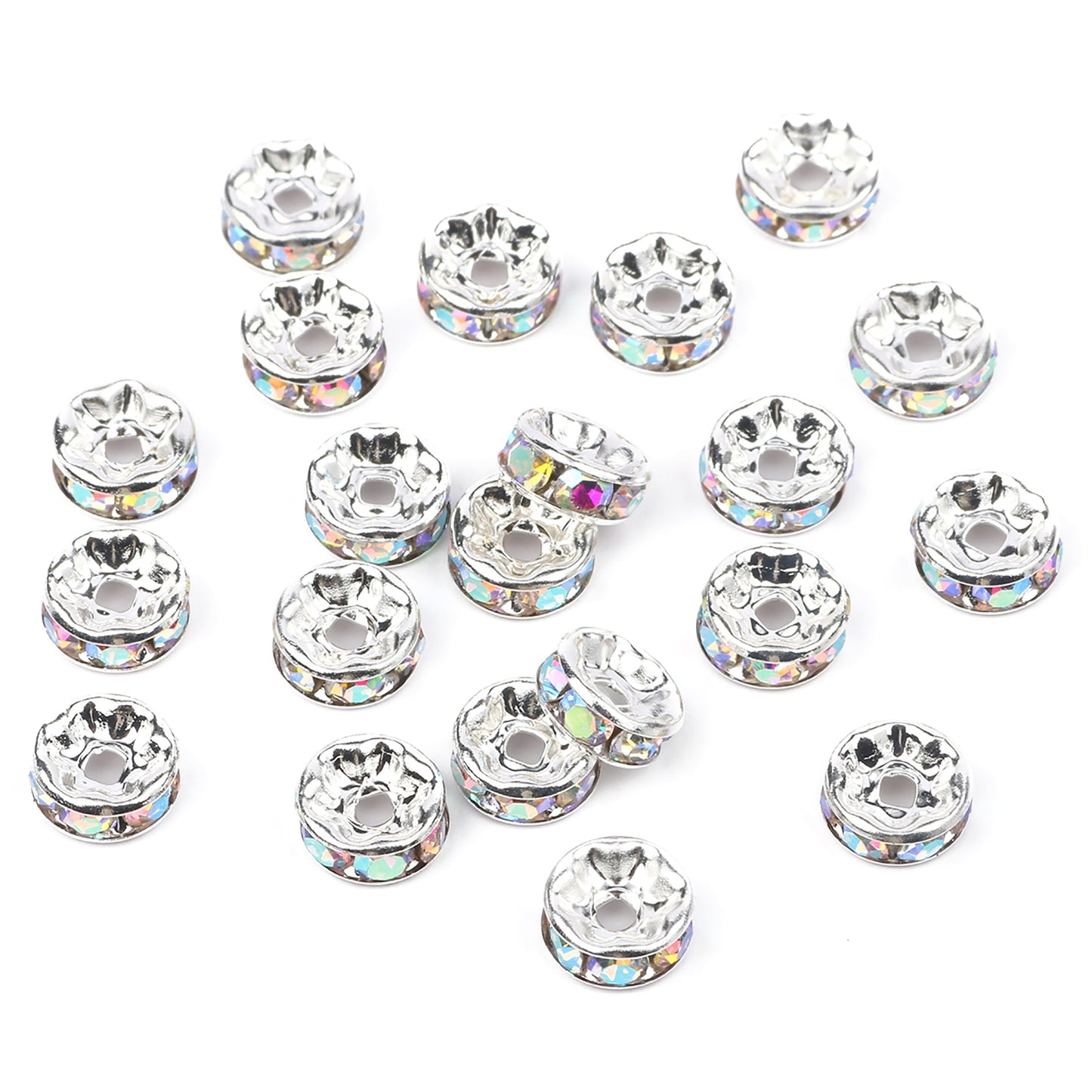 50pcs/lot  Crystal Round Loose Spacer Beads for DIY Making Bracelet Necklace Accessories