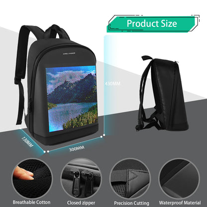 CRELANDER LED Backpack Waterproof Smart Bluetooth APP Control DIY Display Laptop School Bags For Men Women Mochila - Hiccupzz