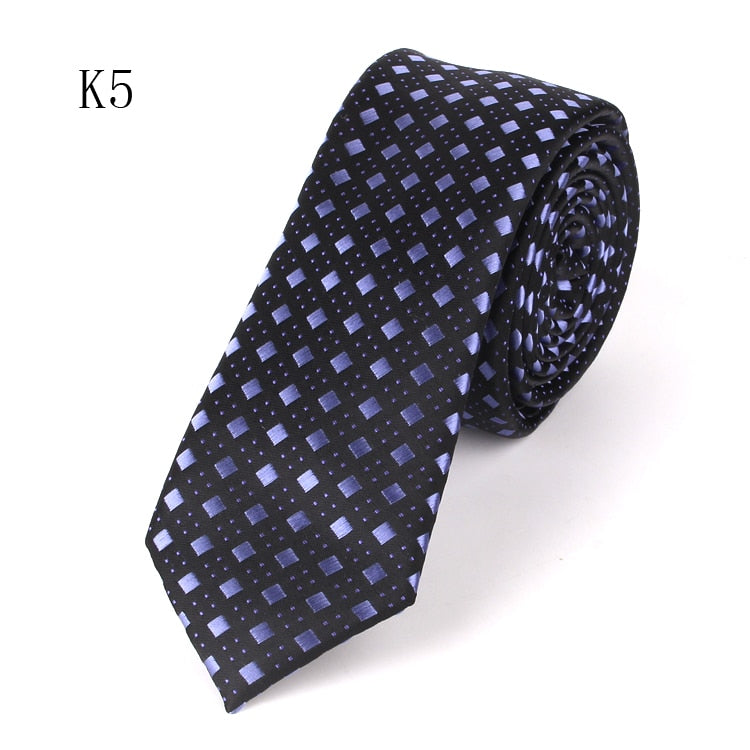 New Men's Casual Slim Ties Classic Polyester Woven Party Neckties Fashion Plaid Dots Man Neck Tie For Wedding Business Male Tie