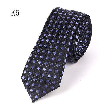 New Men's Casual Slim Ties Classic Polyester Woven Party Neckties Fashion Plaid Dots Man Neck Tie For Wedding Business Male Tie - Hiccupzz