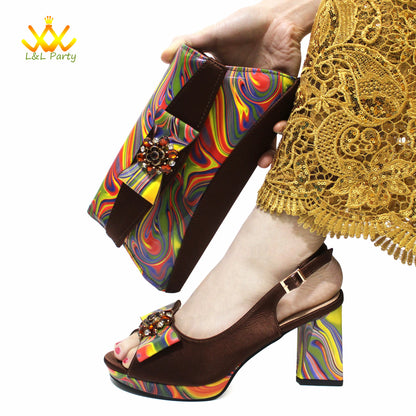 Appliques Specials Italian Design Nigerian Women Shoes Matching Bag Set in Red Color INS Hot Sale Sandals - Hiccupzz