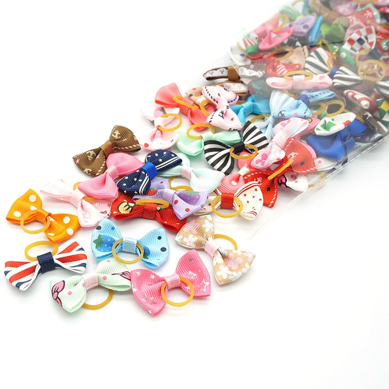 100 pieces Pet Ribbon Hair Accessories