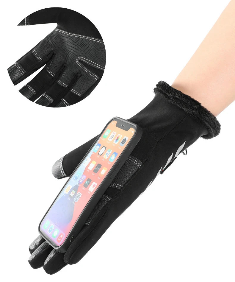 Men's Winter Waterproof Cycling Gloves - Touch Screen, Fleece, Non-slip, Warm Full Finger Gloves