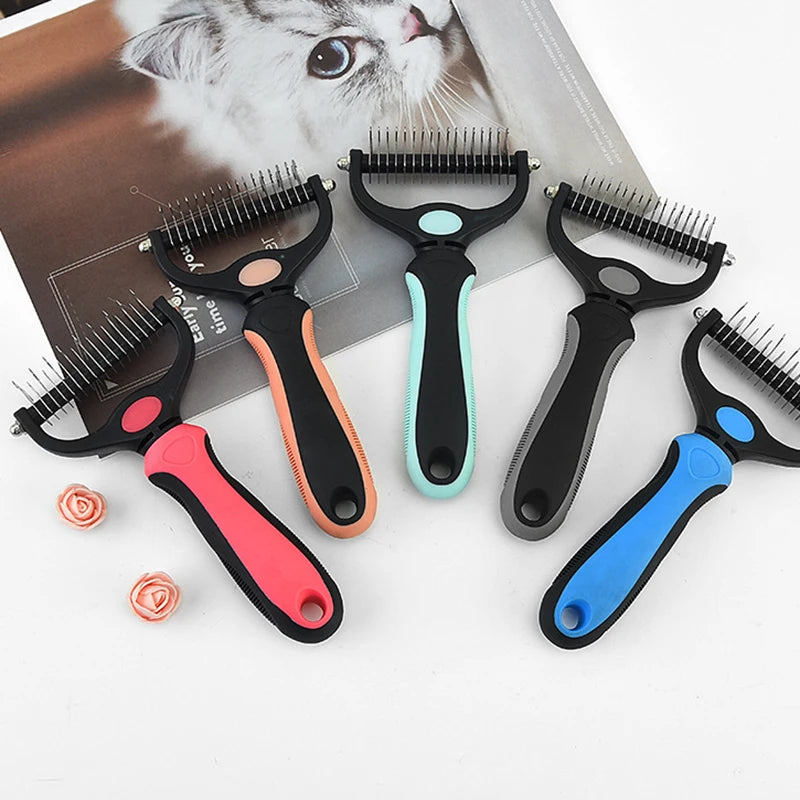 Professional Pet Deshedding Brush - Dog Hair Remover & Knot Cutter for Cats and Puppies | Grooming & Shedding Comb for Dogs