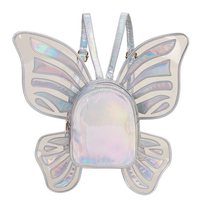 Fashion Women's Laser Mini Backpack Butterfly Angel Wings Daypack for Girls Travel Casual Daypack School Bag Holographic Leather - Hiccupzz
