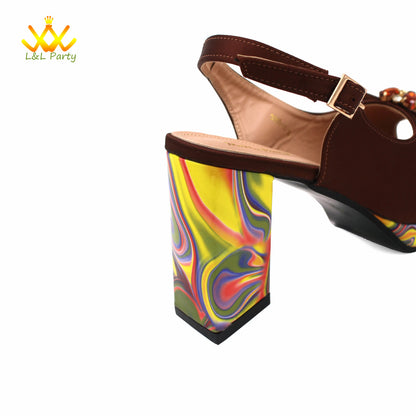 Appliques Specials Italian Design Nigerian Women Shoes Matching Bag Set in Red Color INS Hot Sale Sandals - Hiccupzz