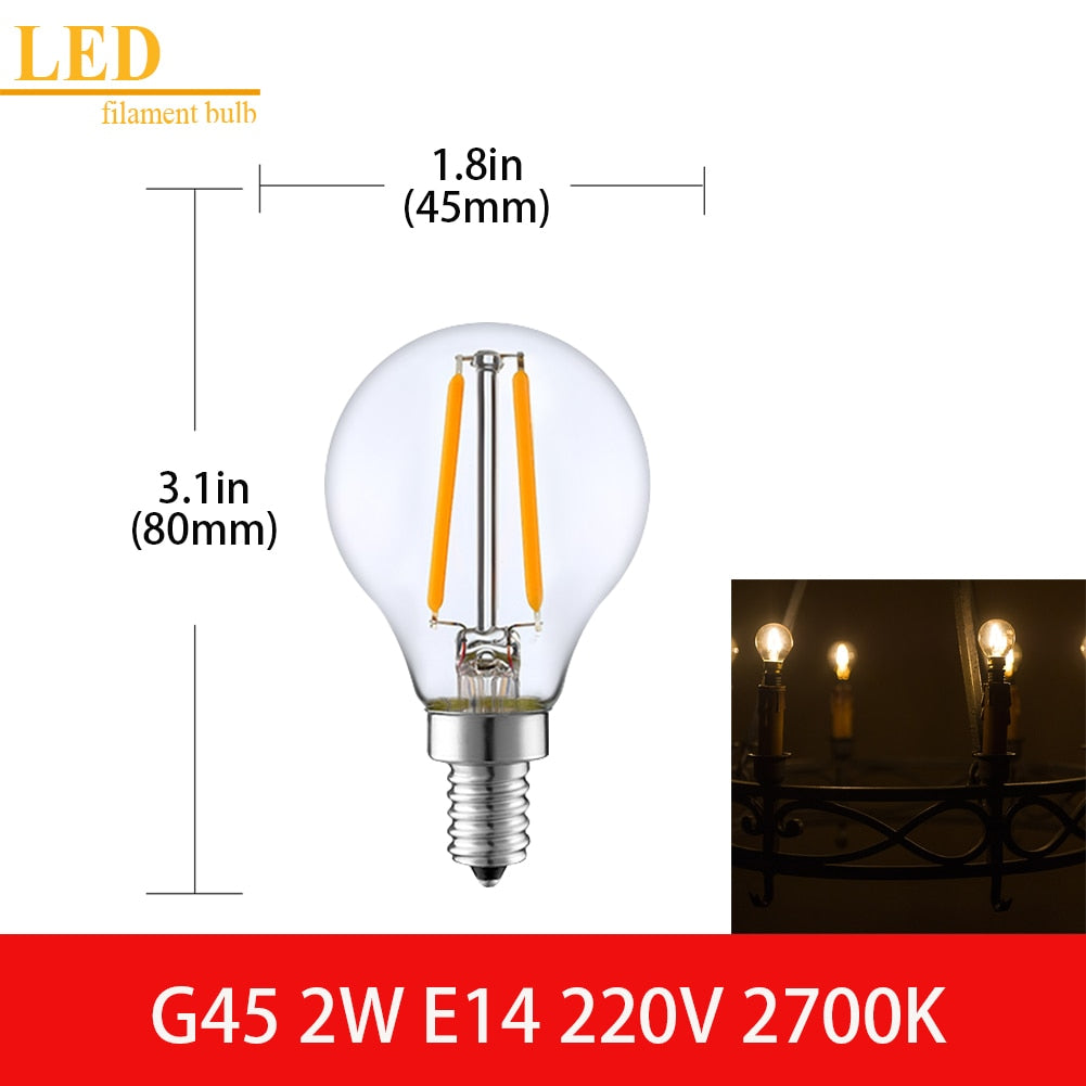 LED Filament Light Bulb Clear Glass Ampoule