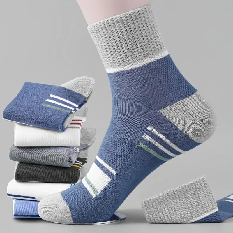 10 Pairs Breathable Cotton Sports Socks - Bamboo Fiber Sweat-Absorbing Deodorant Socks