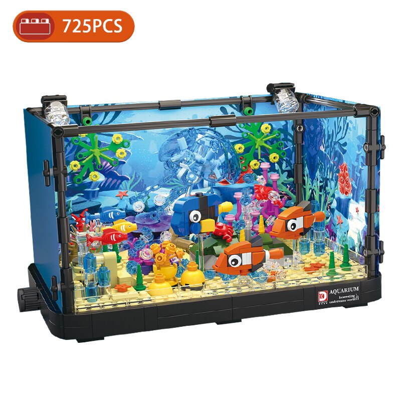 MOC City Creative Idea Ocean Marine Jellyfish Turtle Aquarium Building Blocks Bricks Accessories DIY Toys for children