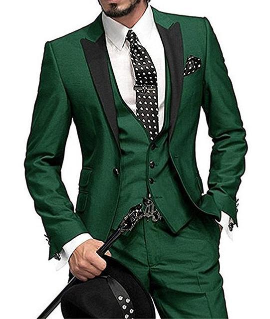 New Men's Three Piece Set Suit Black Polo Collar Contrast Color Suit Banquet Party Suit Groom Brides man Suit Men's Clothes Suit