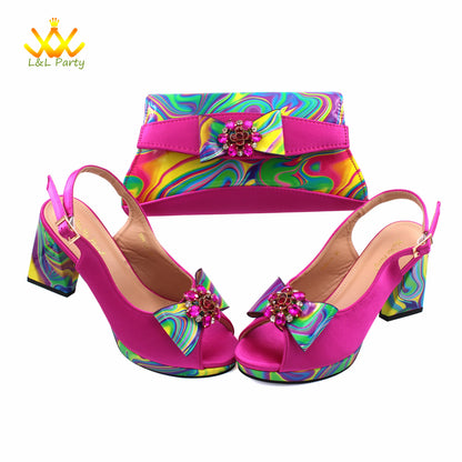 Appliques Specials Italian Design Nigerian Women Shoes Matching Bag Set in Red Color INS Hot Sale Sandals - Hiccupzz