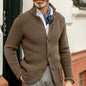 Men’s Solid Color Stand Collar Front Button Closure Waffle Knit Cardigan - Hiccupzz