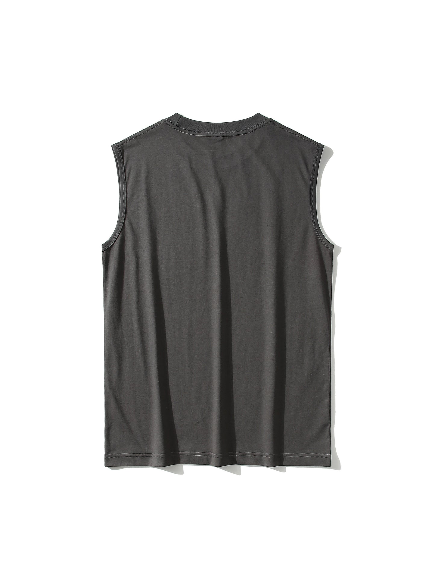 Men's 100% Cotton Solid Tank Top, Active Crew Neck Sleeveless Top, Men's Clothing For Summer Outdoor