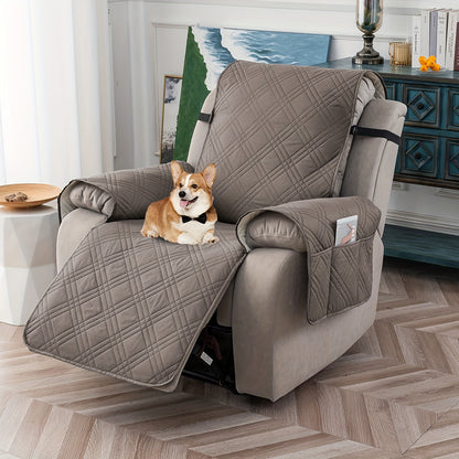1 Pc Waterproof Recliner Chair Cover, Non-Slip, With Pocket, Washable, Furniture Protector for Pets, Easy Install & Care