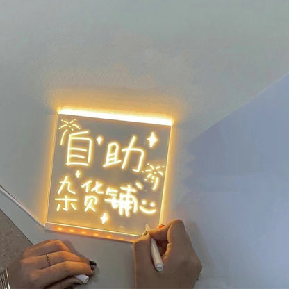Desktop atmosphere light led warm light colorful plug-in handwritten diy luminous message board light acrylic night light