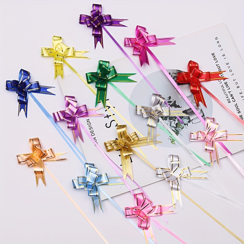 Small Hand Pull Flower Ribbon Bows (10/50pcs): Perfect for Gift Wrapping, Holiday Decor, and Wedding Decorations