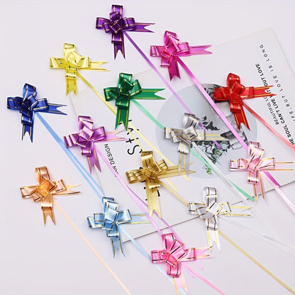 Small Hand Pull Flower Ribbon Bows (10/50pcs): Perfect for Gift Wrapping, Holiday Decor, and Wedding Decorations - Hiccupzz