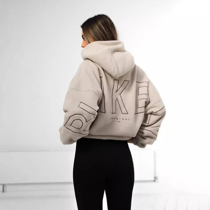 Women's Simple Loose Embroidered Lamb Fleece Coat - Hiccupzz