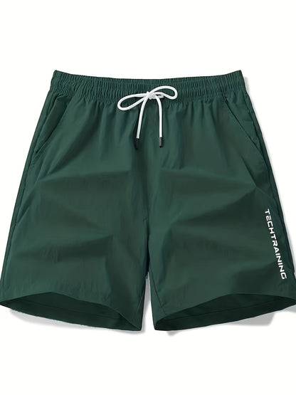 Men's Casual Loose Fit Active Shorts, Chic Letter Print Sports Shorts For Summer - Hiccupzz