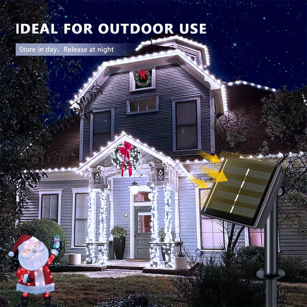 1pc 50/100/200/300 LED Solar Light Outdoor Waterproof - 8 Modes Copper Wire Fairy String Lights for Decorations