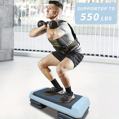 Adjustable Workout Aerobic Stepper in Fitness & Exercise Step Platform Trainer Red Black with 2/4 Risers - Hiccupzz
