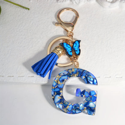 Blue Butterfly Alphabet Initial Keychain - Cute Resin Charm for Bags and Daily Use - Hiccupzz