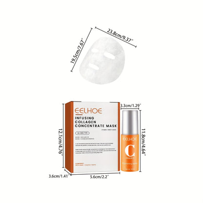 Collagen Water Soluble Firming Face Mask & Spray Set, Contains Hyaluronic Acid, Vitamin C, Moisturizing Lifting And Firming Skin Care (Soluble Collagen Film 5pcs + Spray 1.69oz) - Hiccupzz