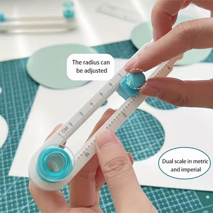 360-Degree Rotating Circle Cutter - Manual Paper Trimmer For Greeting Cards & Crafts, Durable Plastic Construction - Hiccupzz