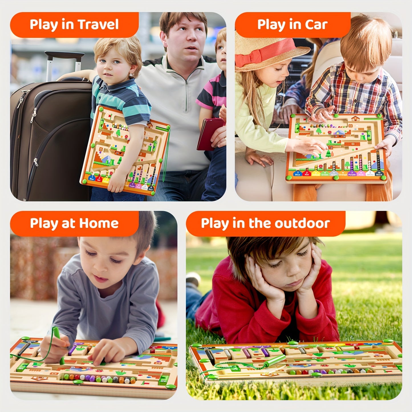 Magnetic Color and Number Maze Wooden Puzzle for Kids 3-5 Years Old