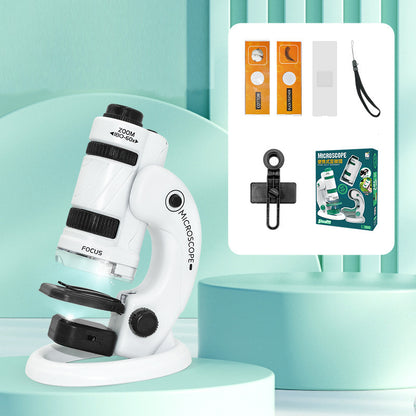 60-120x Pocket Microscope Toy Kit for Kids - Educational Mini Handheld Microscope with Light