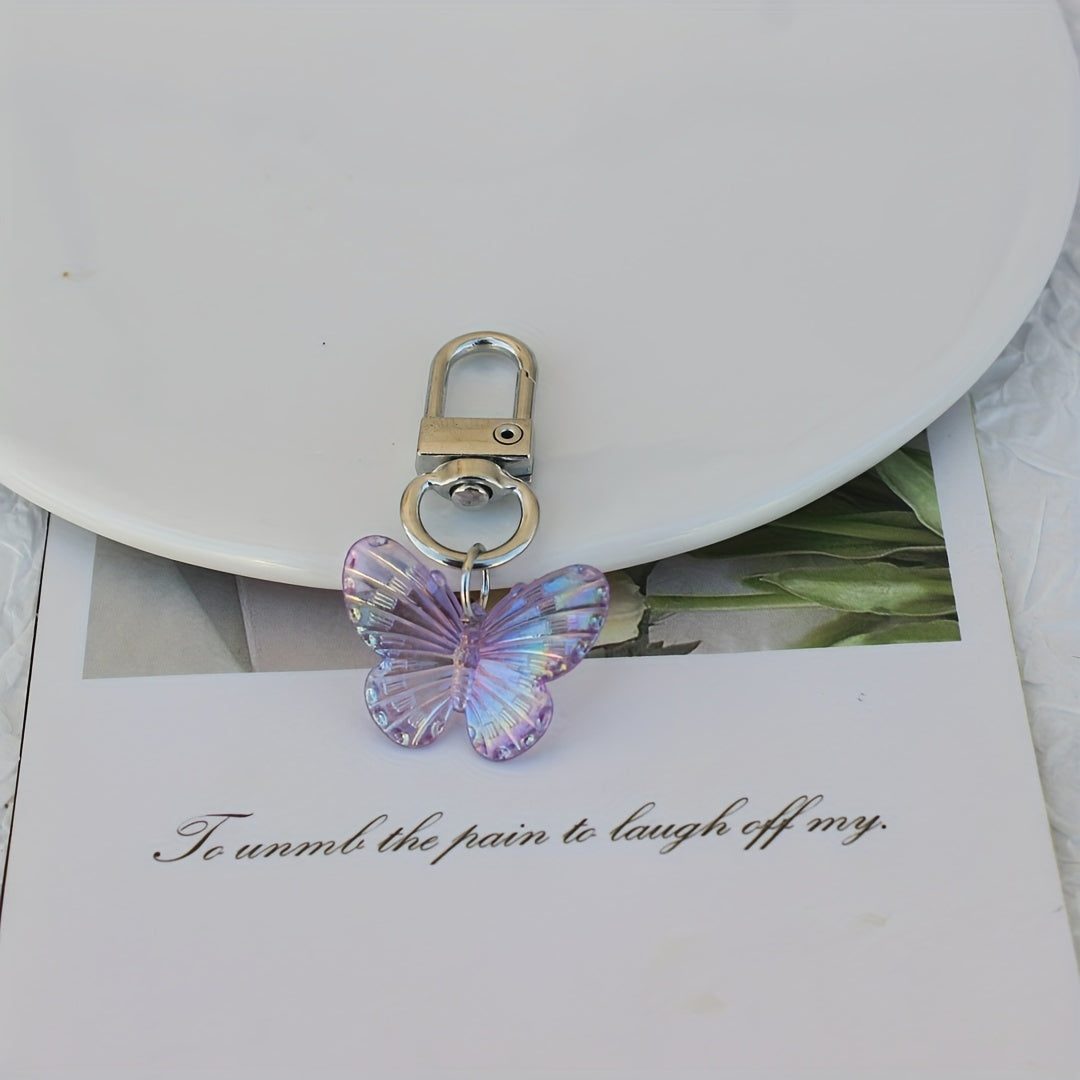 1pc, Acrylic Rainbow Butterfly Pendant: Versatile Keychain, Headphone, and Bag Pendant for Party Favors