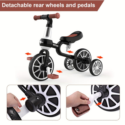 3 In 1 Kids Tricycles - Detachable Pedal & Training Wheels - For 1-4 Year Old Boys & Girls