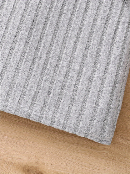 Tween Girls Elegant & Stylish Long Sleeve Color Contrast Ribbed Knitted Dress For Fall & Winter Outdoors - Hiccupzz