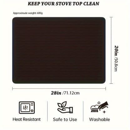 Silicone Electric Stove Cover Mat for Ceramic Cooktop, Heat Resistant Glass Stove Protector, 28x20 Inch Dish Drying Mat for Kitchen - Hiccupzz